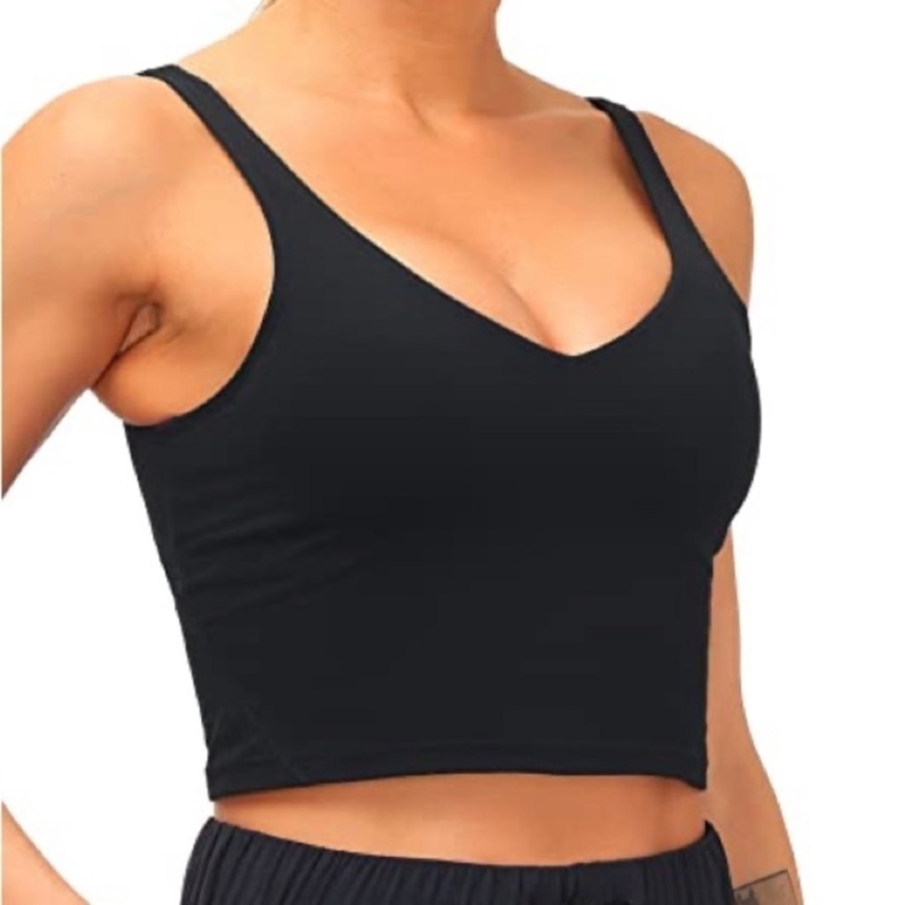 NWT the gym people Women's Black padded sports bra Crop Top size large